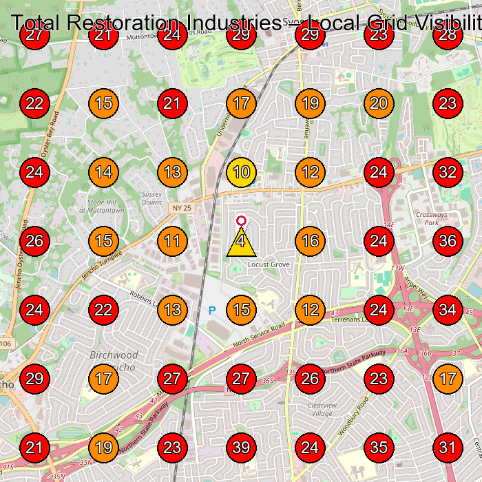 Total Restoration Industries GeoGrid visibility map for General Contractor in Syosset